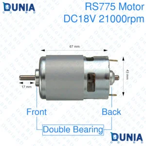 775 DC 18V 21000rpm Double Side Bearing High Speed Metal Large Torque Small DC Motor Replacement