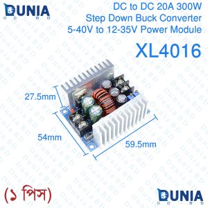 300W XL4016 MAX 20A DC-DC Step Down Buck Converter 5-40V to 1.2-35V Adjustable Power Supply Module