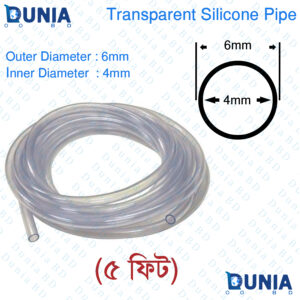 Transparent Soft Silicone Pipe Outer Diameter 6mm Inner Diameter 4mm 5ft