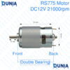 775 DC 12V 21000rpm Double Side Bearing High Speed Metal Large Torque Small DC Motor Replacement