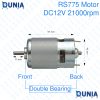 775 DC 12V 21000rpm Double Side Bearing High Speed Metal Large Torque Small DC Motor Replacement