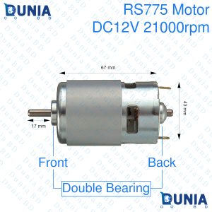 775 DC 12V 21000rpm Double Side Bearing High Speed Metal Large Torque Small DC Motor Replacement