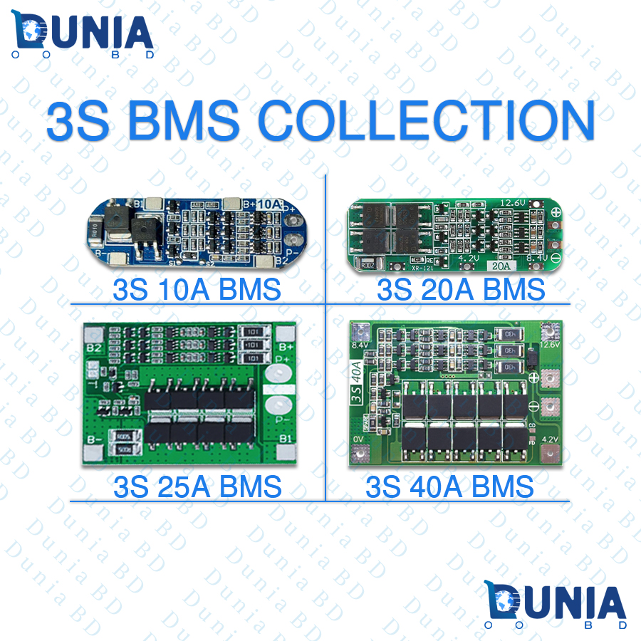 BMS 3S 10A 20A 25A 40A 11.1-12.6V 18650 Lithium ion Battery Charging Protection Board Module