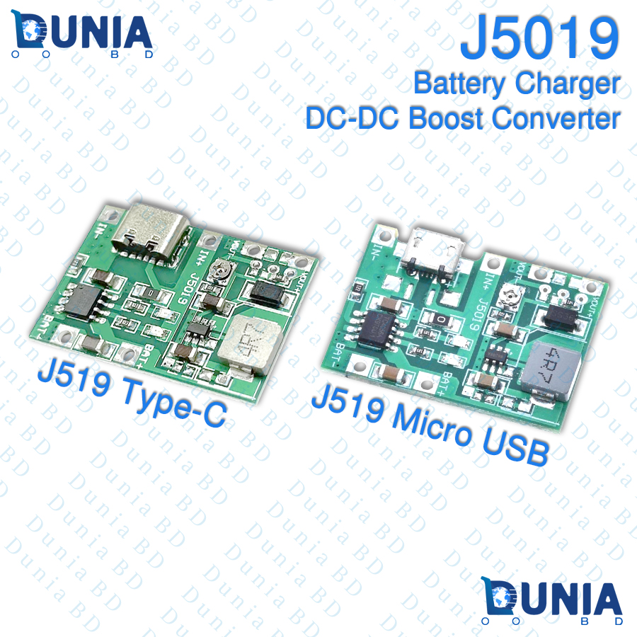 J5019 3.7v 4.2v Battery Charger DC to DC Step Up Adjustable 4.5-8v To 3.7-27v 1A Boost Converter