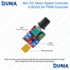 Mini PWM Controller 3V-35V 5A DC Motor Speed Control Driver Board With Self Recoverable Resettable Fuse