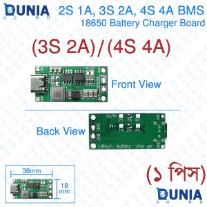 Type C BMS 2S 3S 4S 1A 2A 4A 18650 Lithium Battery Charger Board Step-up Boost Module for Li-Po Polymer Power Bank