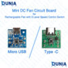 Mini DC Rechargeable Fan Circuit Board with 3 Level Speed Control & Led Indicator