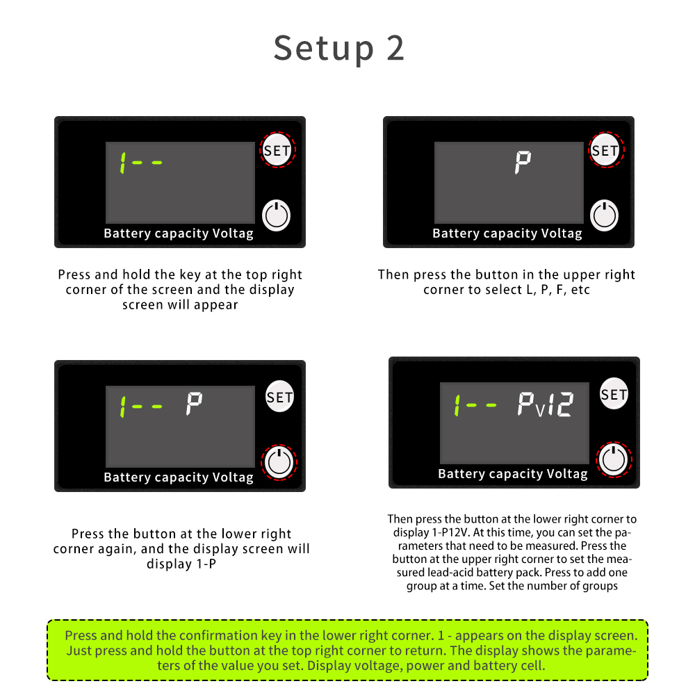 6133A Battery Monitor 8-100V Digital Battery Capacity and Percentage Voltage Level Switch Meter 12V 24V 48V LCD Display Marine RV Battery Power Indicator Panel