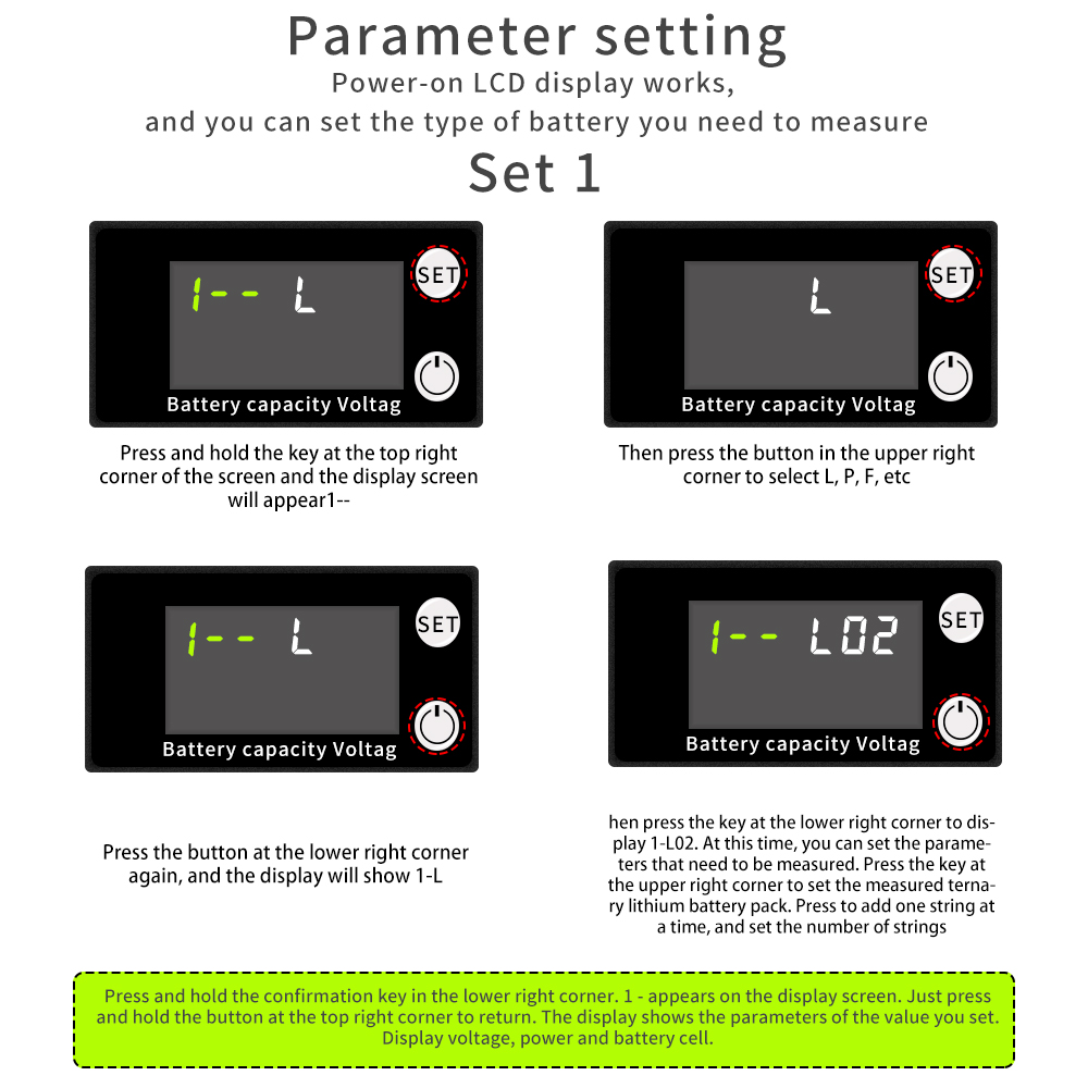 6133A Battery Monitor 8-100V Digital Battery Capacity and Percentage Voltage Level Switch Meter 12V 24V 48V LCD Display Marine RV Battery Power Indicator Panel
