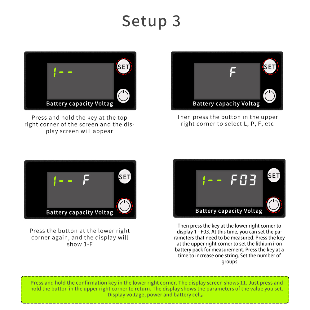 6133A Battery Monitor 8-100V Digital Battery Capacity and Percentage Voltage Level Switch Meter 12V 24V 48V LCD Display Marine RV Battery Power Indicator Panel