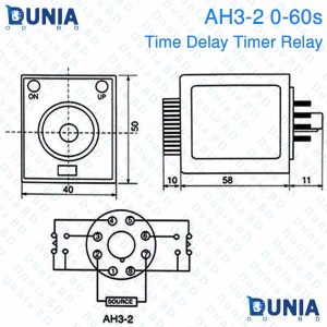 AH3-2 8 Pins AC 220V 0-60s Time Delay Timer Relay Solid State with Socket
