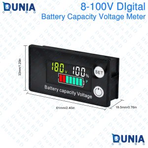 Battery Monitor 8-100V Digital Battery Capacity and Percentage Voltage Level Switch Meter 12V 24V 48V LCD Display Marine RV Battery Power Indicator Panel