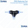6mm Reducing Tee Pneumatic Quick Reducer Connector Push In T Type 3-Way For 6 To 4mm PEG6-4