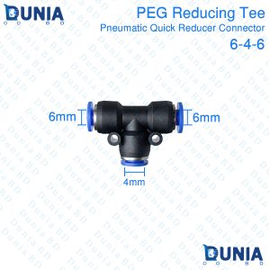 6mm Reducing Tee Pneumatic Quick Reducer Connector Push In T Type 3-Way For 6 To 4mm PEG6-4