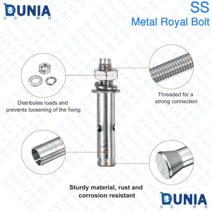 SS Royal Bolt Silver Expansion Bolts Good for Concrete Dry Brick Block Walls