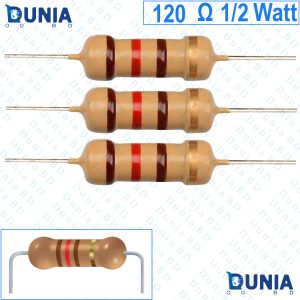 120 ohm 1/2 watt Half watt Resistor ±5% 120Ω 120 ohms Carbon Film Resistance