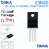 20N60 20A 600V N-Channel Power MOSFET Transistor TO-220F Package