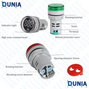 22mm Frequency Hz Hertz Meter with Digital Display Indicator range 0-99Hz