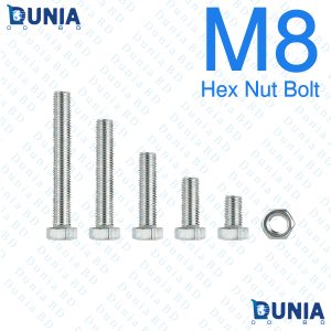 M8 SS Stainless Steel Hex Head Nut Bolts