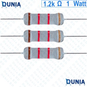 1.2k ohm 1 watt Half watt Resistor ±5% 1.2kΩ 1.2 Kohms 12000 ohms Carbon Film Resistance