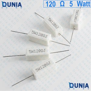 120 ohm 5 watt Five watt Resistor ±5% 120Ω 120 ohms Ceramic Cement Wirewound Resistance