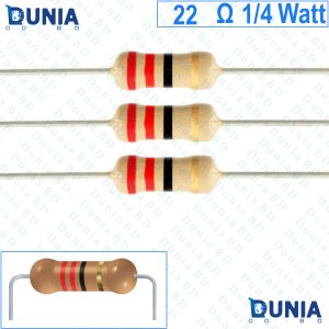 22 ohm 1/4 watt Quarter watt Resistor ±5% 22Ω 22 ohms Carbon Film Resistance