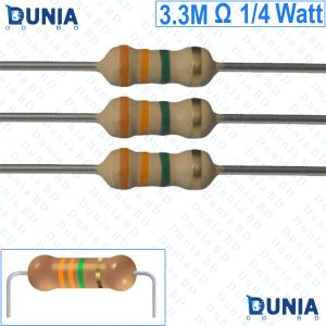 3.3M ohm 1/4 watt Quarter watt Resistor ±5% 3.3MΩ 3.3 Mega ohms Carbon Film Resistance