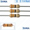 33 ohm 1/4 watt Quarter watt Resistor ±5% 33Ω 33 ohms Carbon Film Resistance