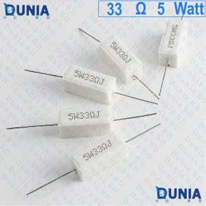 33 ohm 5 watt Five watt Resistor ±5% 33Ω 33 ohms Ceramic Cement Wirewound Resistance