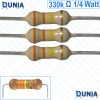 330k ohm 1/4 watt Quarter watt Resistor ±5% 330kΩ 330 Kohms 330000 ohms Carbon Film Resistance