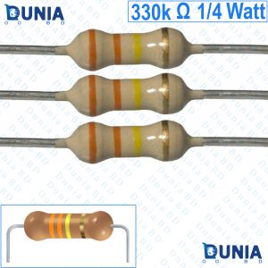 330k ohm 1/4 watt Quarter watt Resistor ±5% 330kΩ 330 Kohms 330000 ohms Carbon Film Resistance