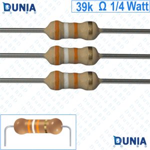 39k ohm 1/4 watt Quarter watt Resistor ±5% 39kΩ 39Kohms 39000 ohms Carbon Film Resistance