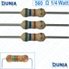 560 ohm 1/4 watt Quarter watt Resistor ±5% 560Ω 560 ohms Carbon Film Resistance