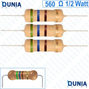 560 ohm 1/2 watt Half watt Resistor ±5% 560Ω 560 ohms Carbon Film Resistance