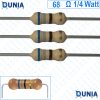 68 ohm 1/4 watt Quarter watt Resistor ±5% 68Ω 68 ohms 680000 ohms Carbon Film Resistance