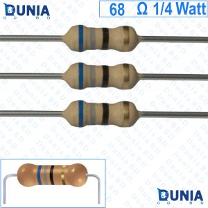 68 ohm 1/4 watt Quarter watt Resistor ±5% 68Ω 68 ohms 680000 ohms Carbon Film Resistance