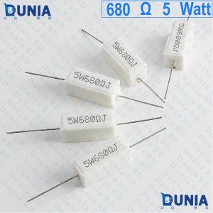 680 ohm 5 watt Five watt Resistor ±5% 680Ω 680 ohms Ceramic Cement Wirewound Resistance
