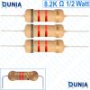8.2k ohm 1/2 watt Half watt Resistor ±5% 8.2kΩ 8.2 Kohms 8200 ohms Carbon Film Resistance