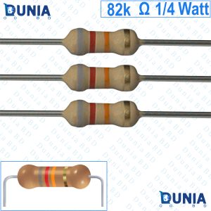 82k ohm 1/4 watt Quarter watt Resistor ±5% 82kΩ 82 Kohms 82000 ohms Carbon Film Resistance