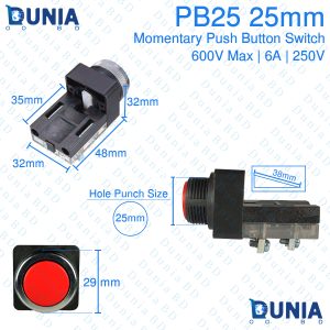 PB25 25mm Momentary Push Button Switch NO NC 4 PIN