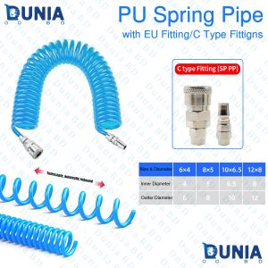 Pneumatic Polyurethane PU Spring Spiral Pipe High Pressure and Elasticity with EU or C Type Fitting