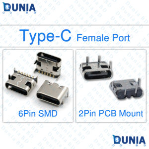Type-C 2 6 Pin SMD Female USB Port with SMT Jack Solder Connector
