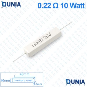 0.22 ohm 10 watt Ten watt Resistor ±5% 0.22Ω 0.22 ohms Ceramic Cement Wirewound Resistance