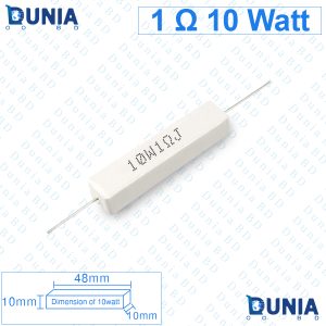 1 ohm 10 watt Five watt Resistor ±5% 1Ω 1 ohms Ceramic Cement Wirewound Resistance