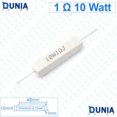 1 ohm 10 watt Five watt Resistor ±5% 1Ω 1 ohms Ceramic Cement Wirewound Resistance