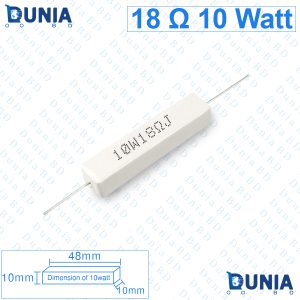 18 ohm 10 watt Ten watt Resistor ±5% 18Ω 18 ohms Ceramic Cement Wirewound Resistance