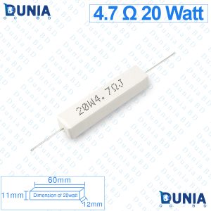 4.7 ohm 20 watt Five watt Resistor ±5% 4.7Ω 4.7 ohms Ceramic Cement Wirewound Resistance