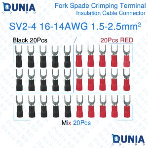 SV2-4 Fork Spade Wire Connector Crimp Insulation Terminal Cable 1.5-2.5mm2