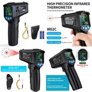 IR02C Digital Portable Non Contact IR Laser system Hand Held Thermometer with Temperature Probe for Industry and home use