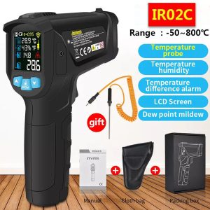 IR02C Digital Portable Non Contact IR Laser system Hand Held Thermometer with Temperature Probe for Industry and home use